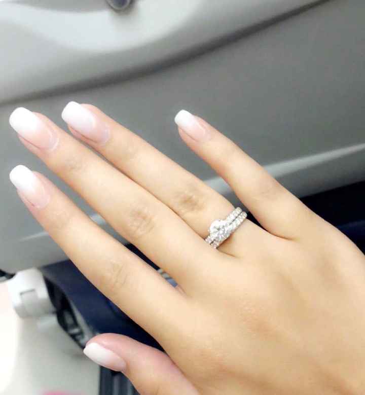 Engagement ring + wedding band.