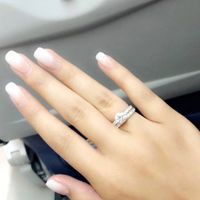 Engagement ring + wedding band.