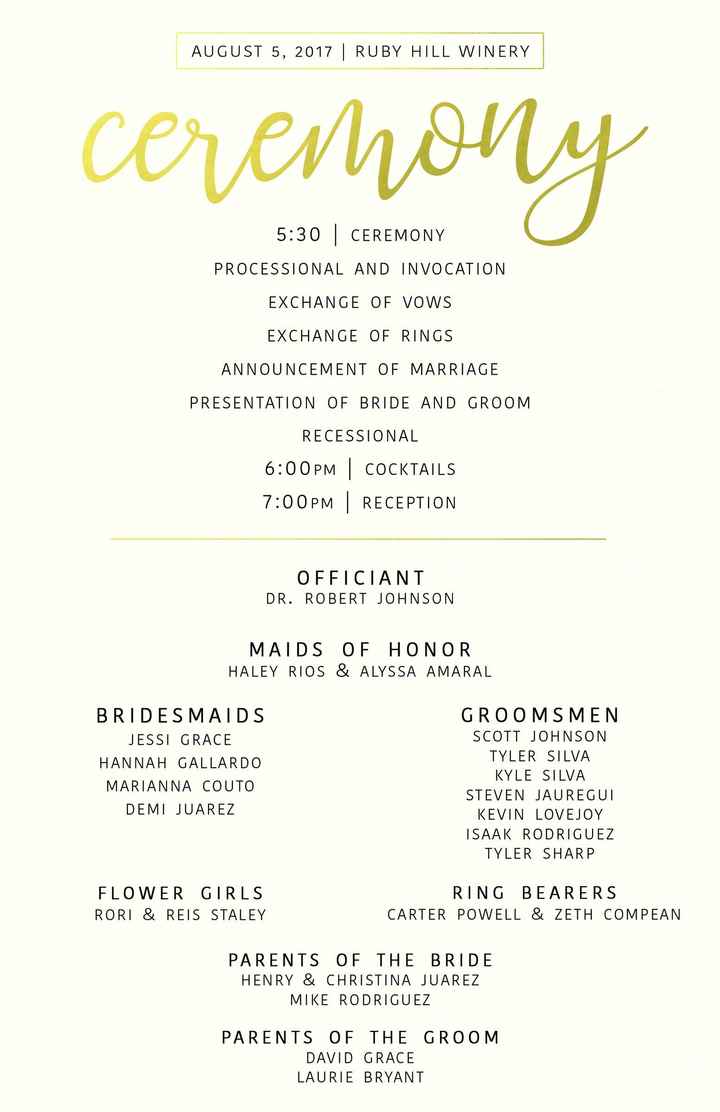 Ceremony programs
