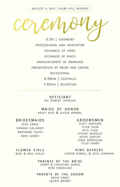 Ceremony programs