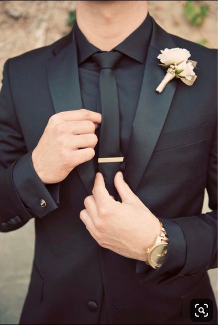 Black shirt and dark grey suit for groomsmen 2