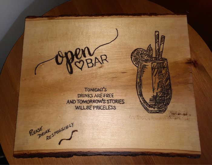 Wood burnings for fall New England barn wedding - 3