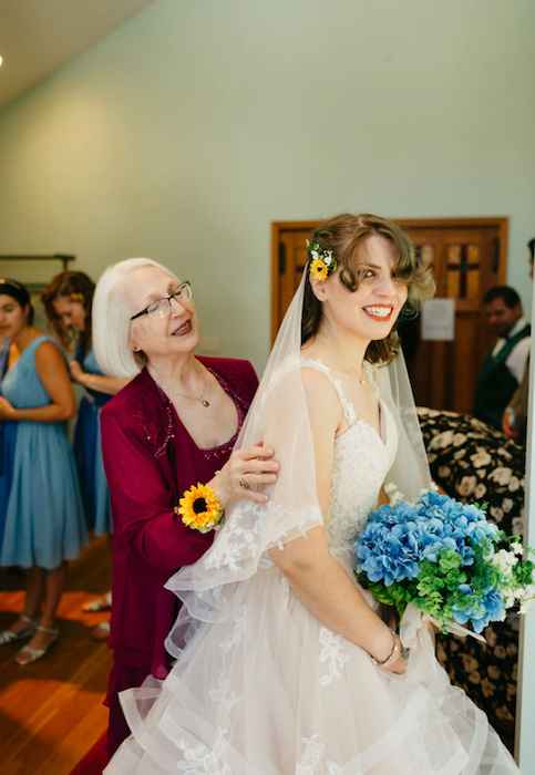 Mom fixing veil