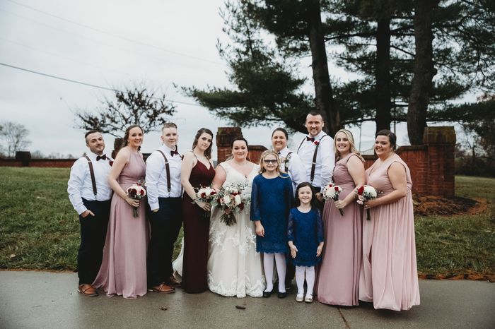 Dusty rose, burgundy & mauve bridesmaids 3