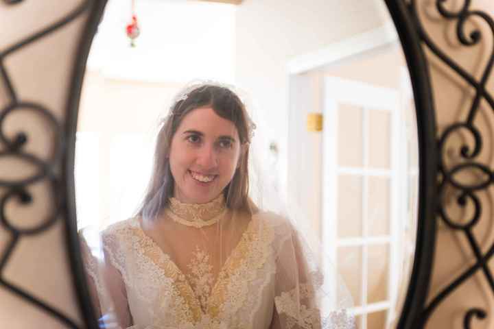 I tried on my mom's wedding dress! (Pics)