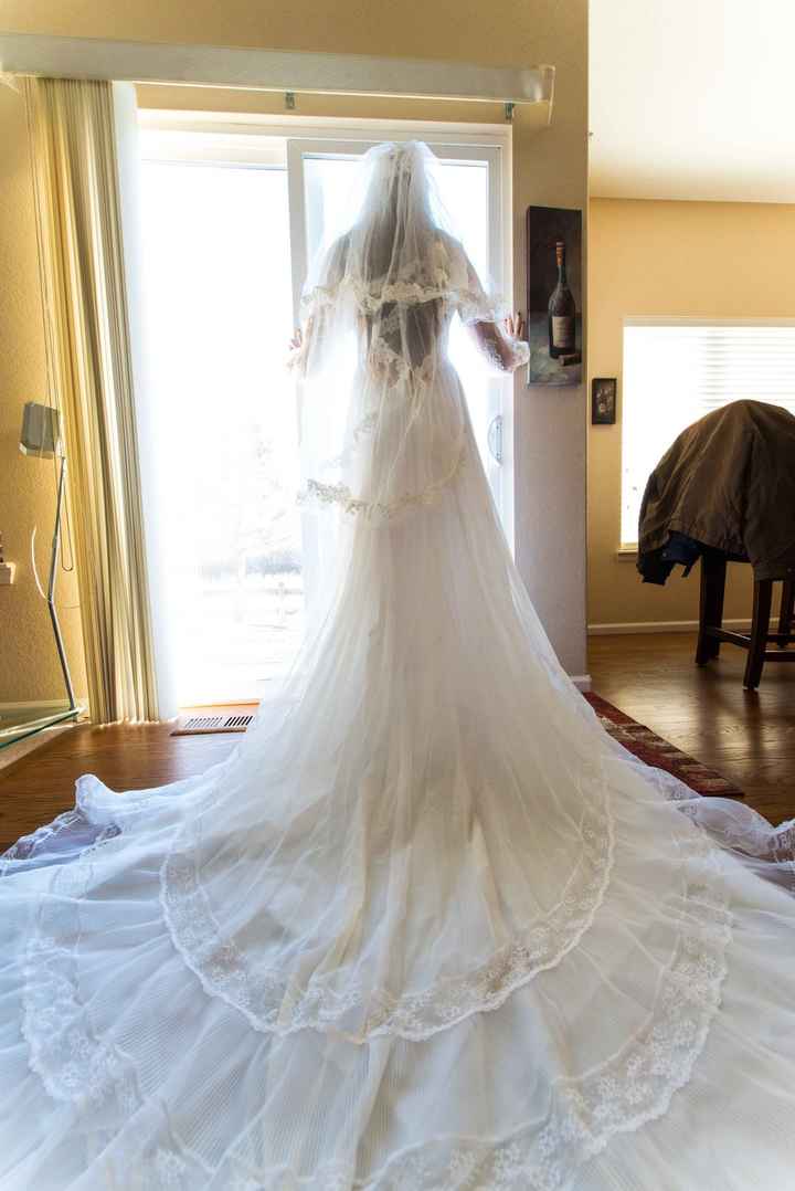 I tried on my mom's wedding dress! (Pics)