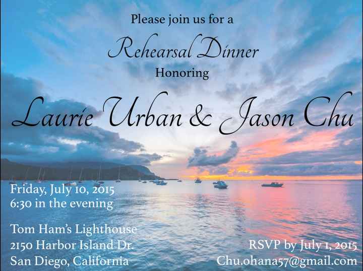 Rehearsal dinner invitation?
