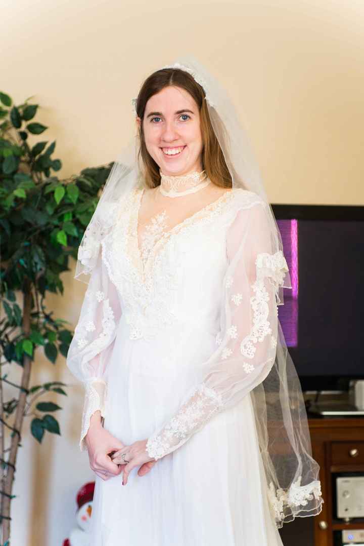I tried on my mom's wedding dress! (Pics)