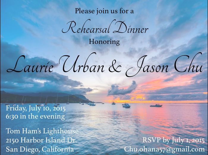 Rehearsal dinner invitation?