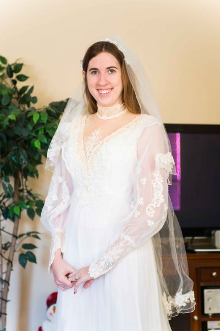 I tried on my mom's wedding dress! (Pics)