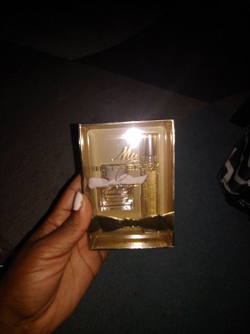 Post ceremony shoes and wedding day perfume came in 3