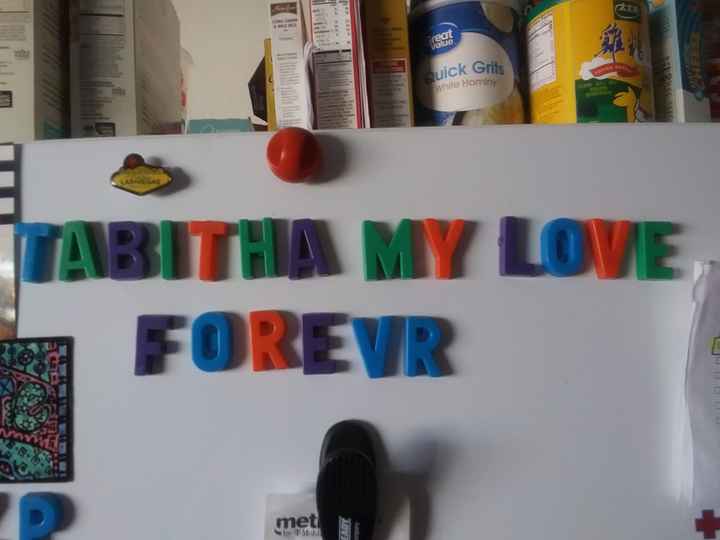 a message i found on the refrigerator door. - 1