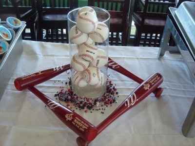 Baseball " NY Yankee" Theme Wedding Centerpiece Ideas