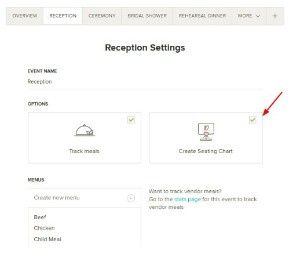 Guest List Event Settings - Create Seating Chart