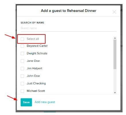 Guest List: Select All Guests