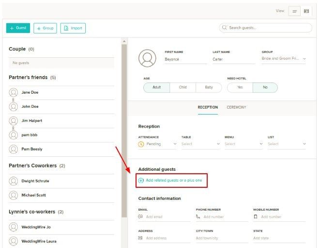 Guest List: How to add related guests or a plus one