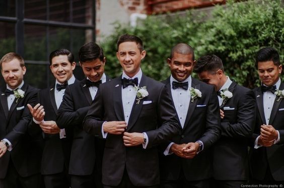 Groomsmen in Black Tuxedos