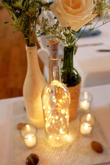 Fairy light in centerpieces with fresh flowers 3