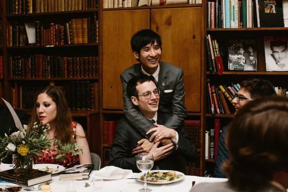 Grooms at Brooklyn Bookstore Reception