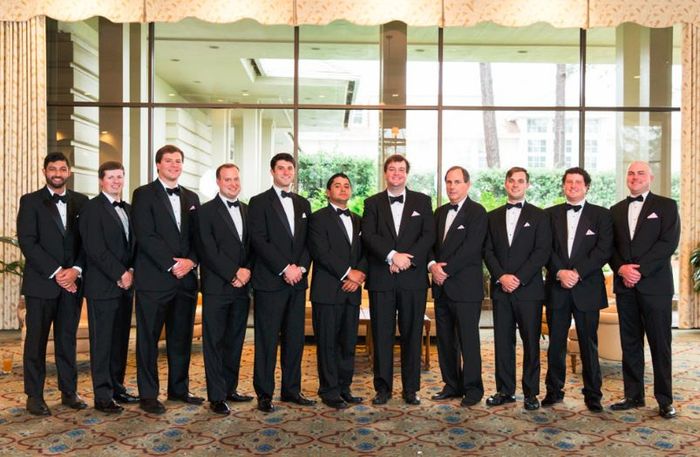 Groomsmen wearing different brand black suits? Does anyone have pics like this? 3