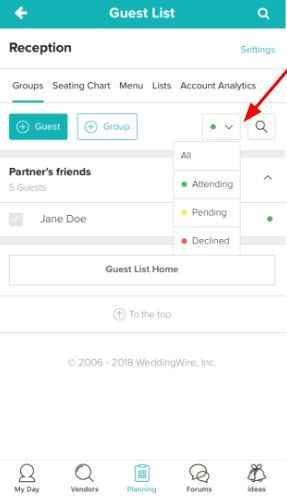 App - Sort Guest List by Attendance