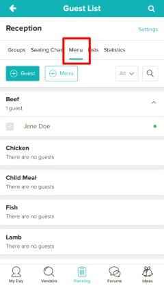 Sort Guest List by Meal Choice