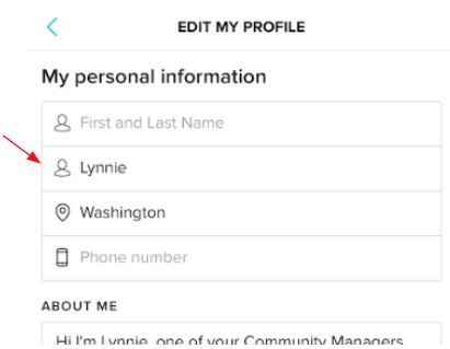 Change your username on the app