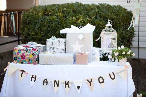 Gift Table with Thank You Garland Sign