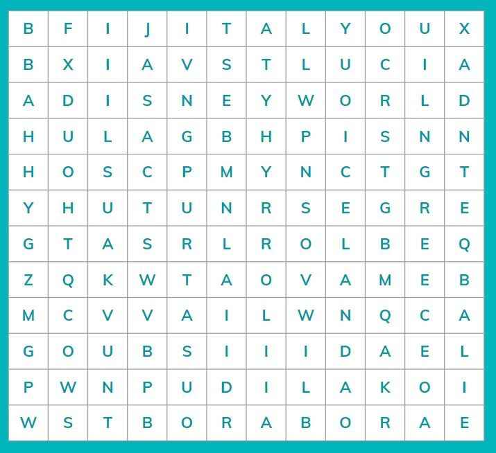Honeymoon Destination Word Search