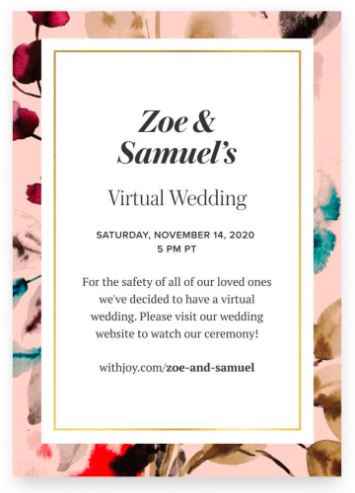 Virtual wedding store invitations