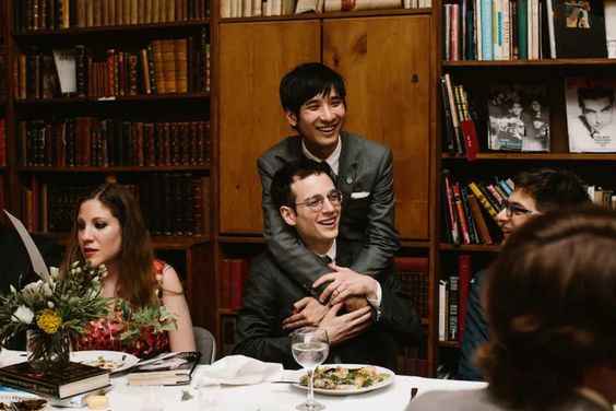 Grooms at Brooklyn Bookstore Reception