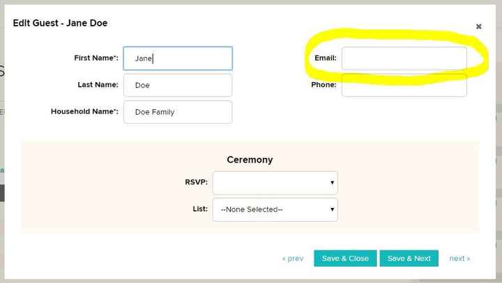 Edit Guest - Add Email