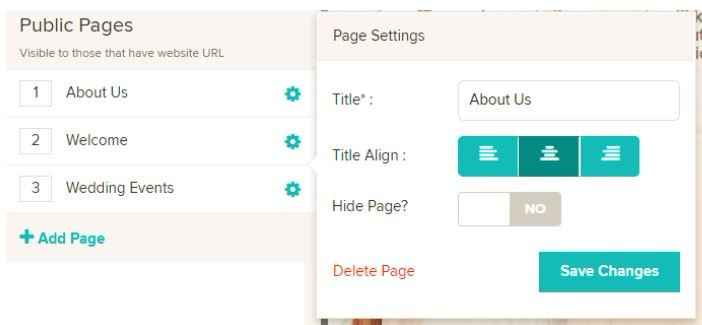 Re-Name Wedding Website Pages