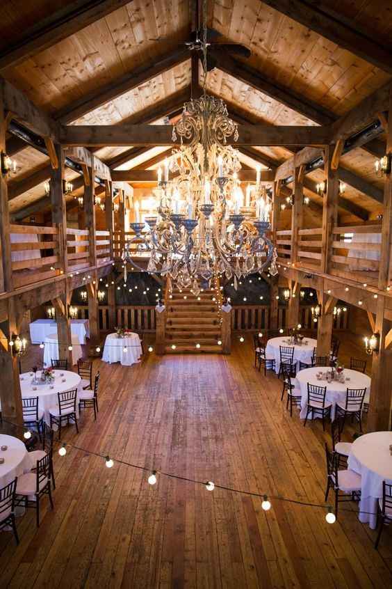 Rustic Barn with Hanging Lights
