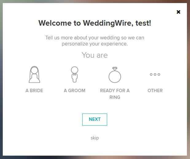 Signing Up For An Account on WeddingWire: