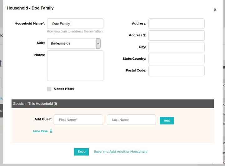 Add Guests to Household