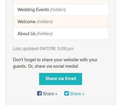 Share Wedding Website Via Email: