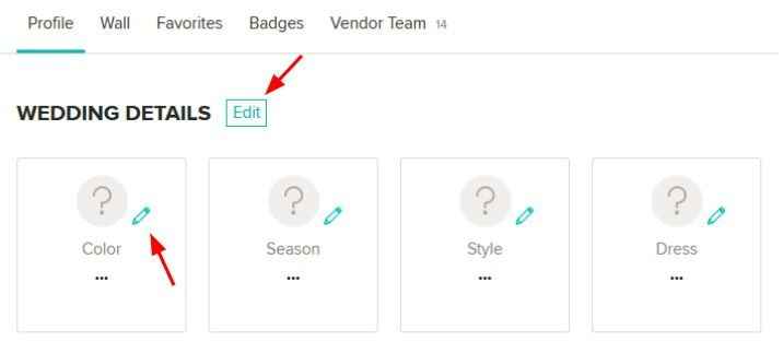 Add Wedding Colors to Profile