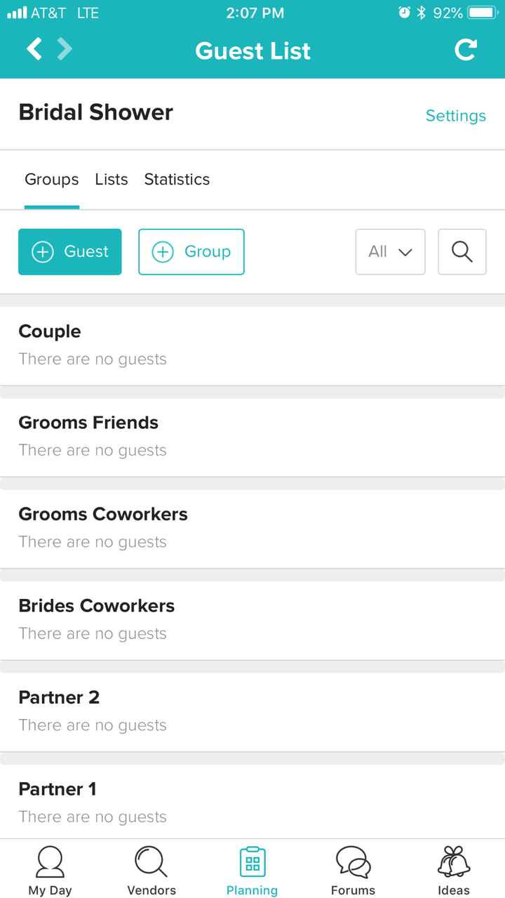 Bridal Shower Event on Guest List - iOS App