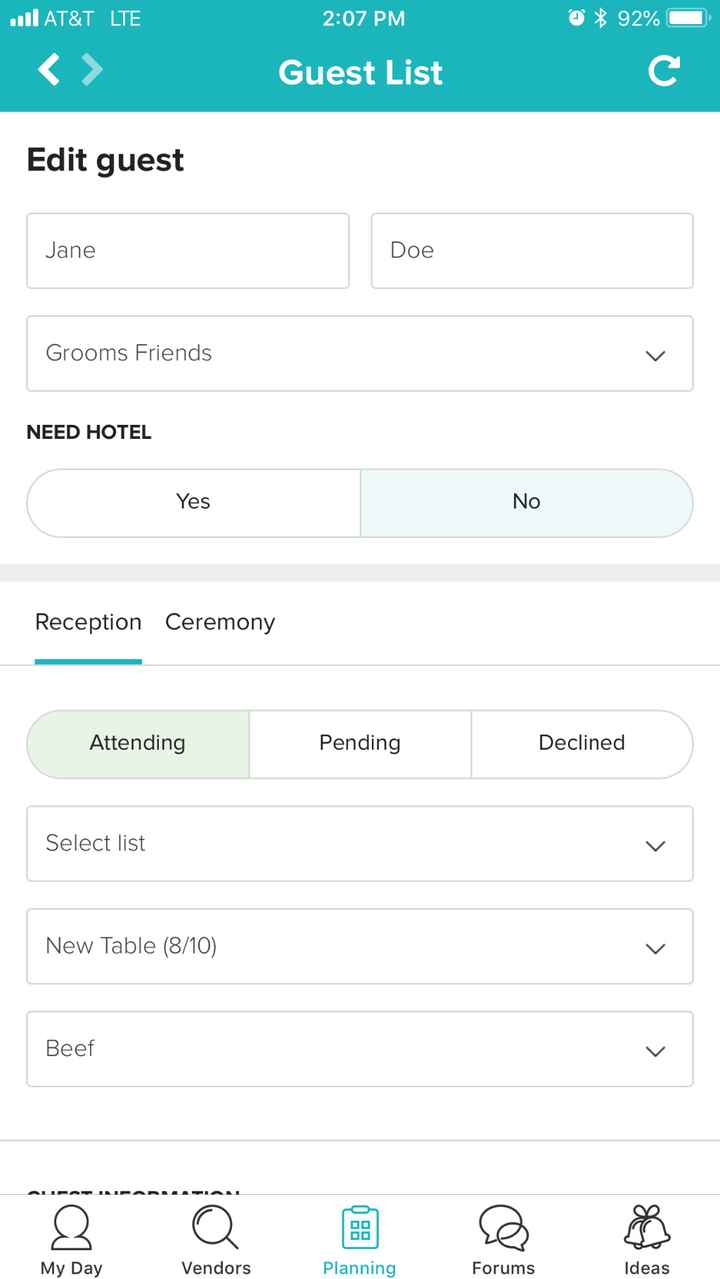 Edit Guest Info - iOS App