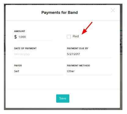 Budget Tool - Mark Pending Payment as Paid