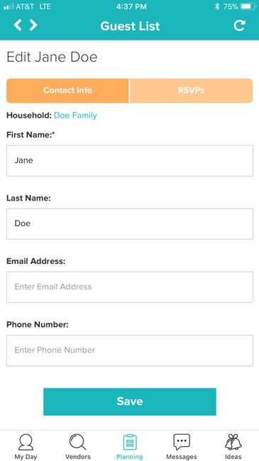 Edit Guest - App View