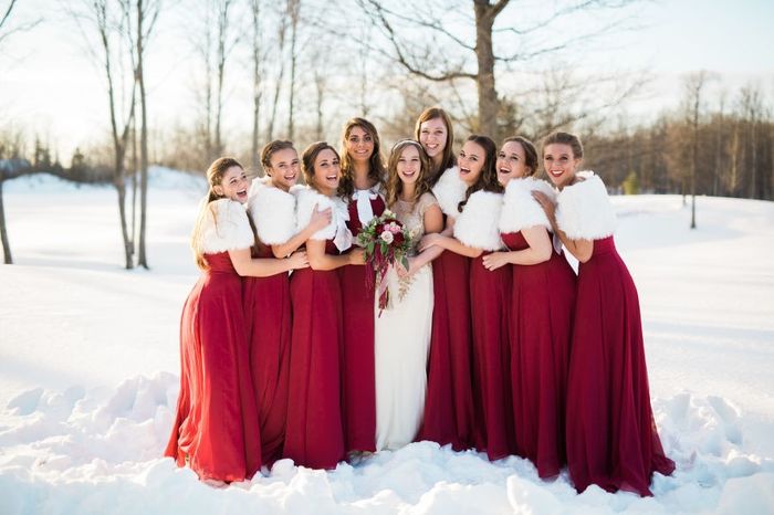 WeddingWire Winter Games: Bridesmaids Dresses - Red, Green, or Something Sparkly? 1