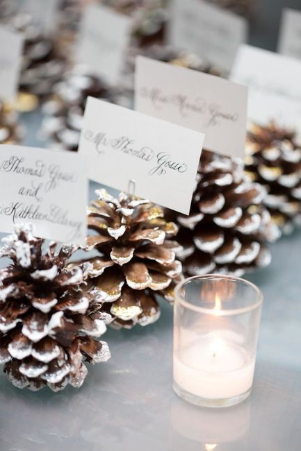 WeddingWire Winter Games:  Pinecone or Ornament Escort Cards? 1