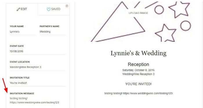 Link to Wedding Website in Evite 2