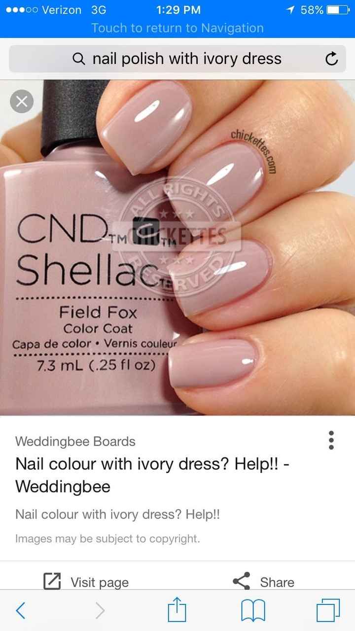 Nail color with cream/ivory dress