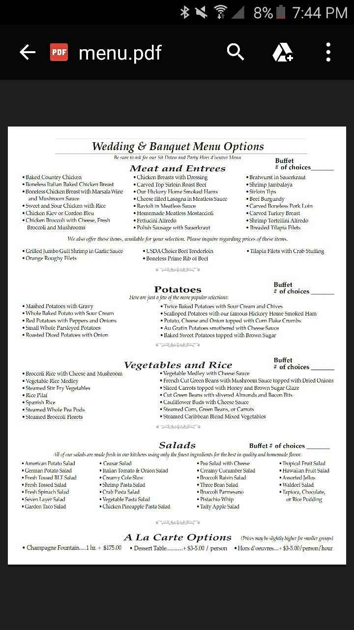 Menu Options/Pricing Question