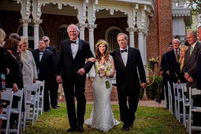 Bride Walking Down the Aisle With Step-Father and Father