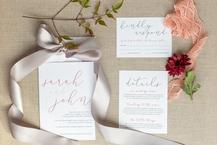Wedding Invite With Reception Details and RSVP Card