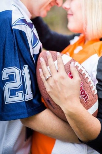 Football Engagement Photos, Opposing Teams